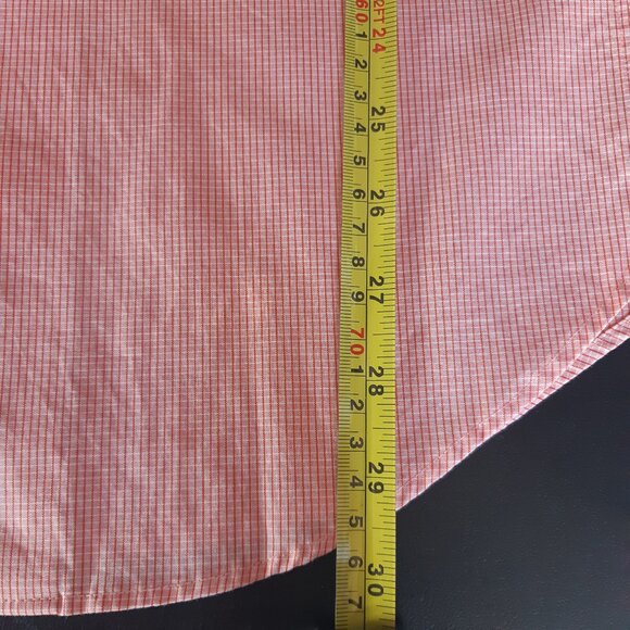 Calvin Klein SZ 15.5 Slim Fit Stretch Orange & White Check Men's Button Up Shirt - Picture 13 of 14
